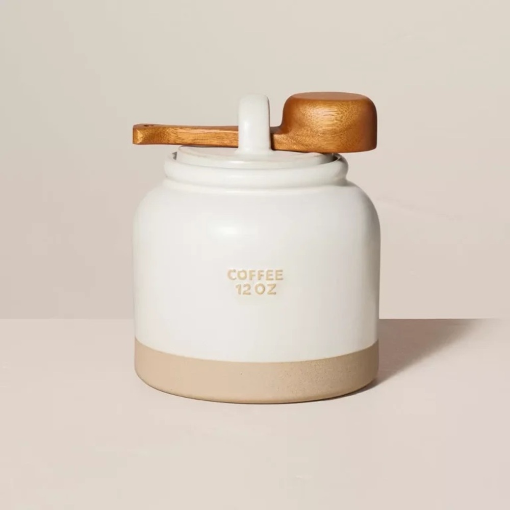 Hearth & Hand Stoneware Coffee Canister with Wooden Scoop
